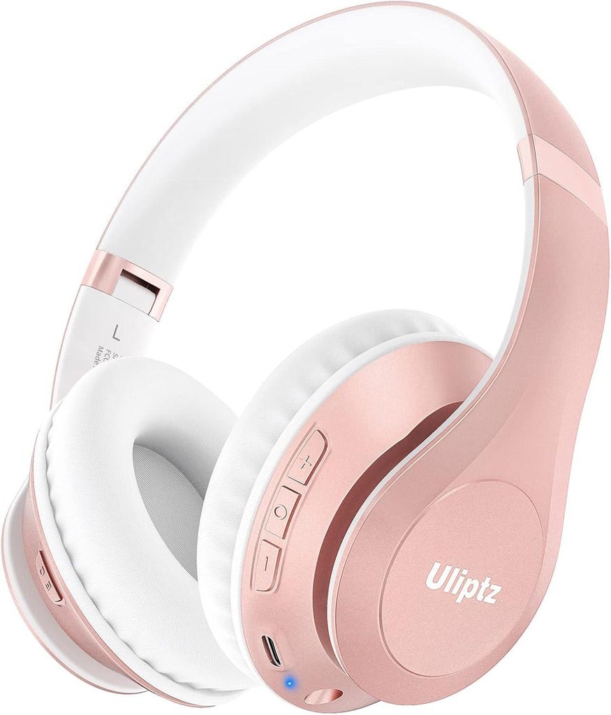 Uliptz Over Ear Bluetooth Kopfhörer, 65 Std. Spielzeit, HiFi Stereo, 6 EQ-Modi, faltbar, kabellos mit Mikrofon & Kabelanschluss