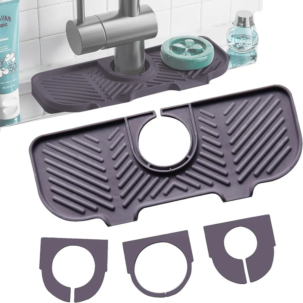 Tapis anti-éclaboussures en silicone pour robinet gris 1 avec 3 tailles
