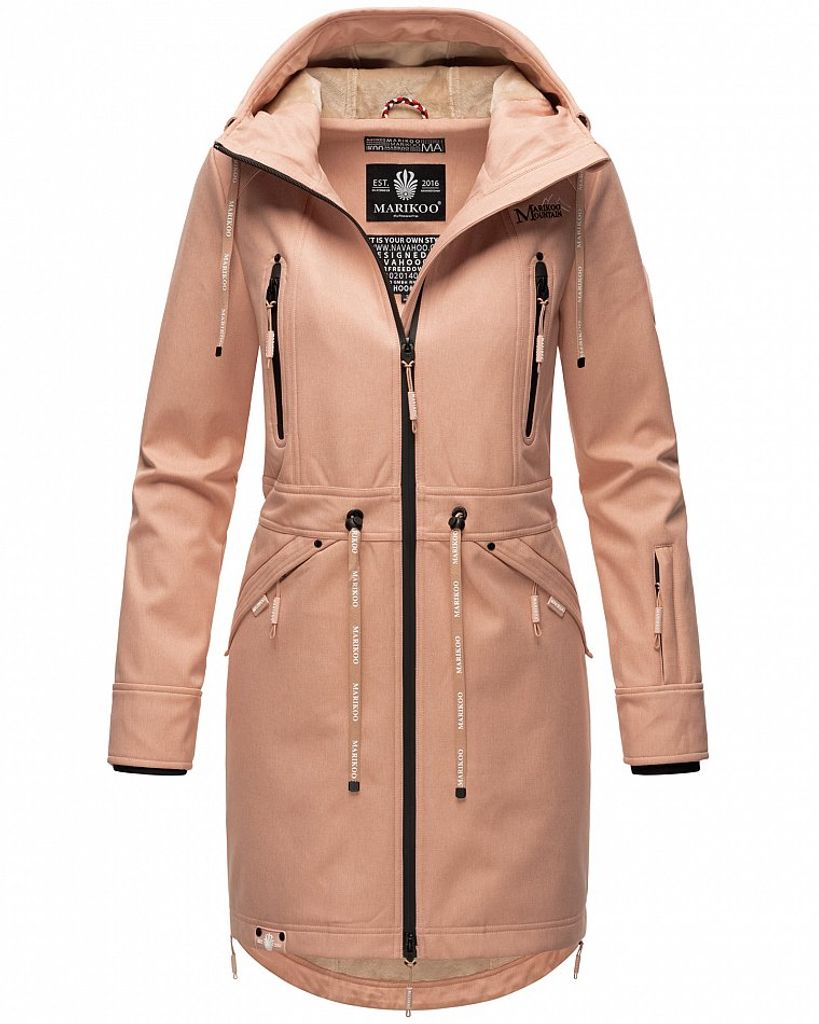 Marikoo Racquellee Wasserdichte Damen Softshell Outdoor Übergangsacke mit Kapuze Regenmantel Rose Melange Gr. 34 - XS