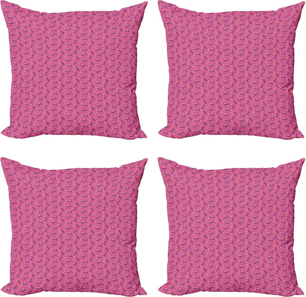 ABAKUHAUS XOXO Kissenbezug Set (4 Stück), Energetische Herzen Küsse Liebe, Moderner Doppelseitiger Digitaldruck, 60 cm x 60 cm, rosa Vermilion