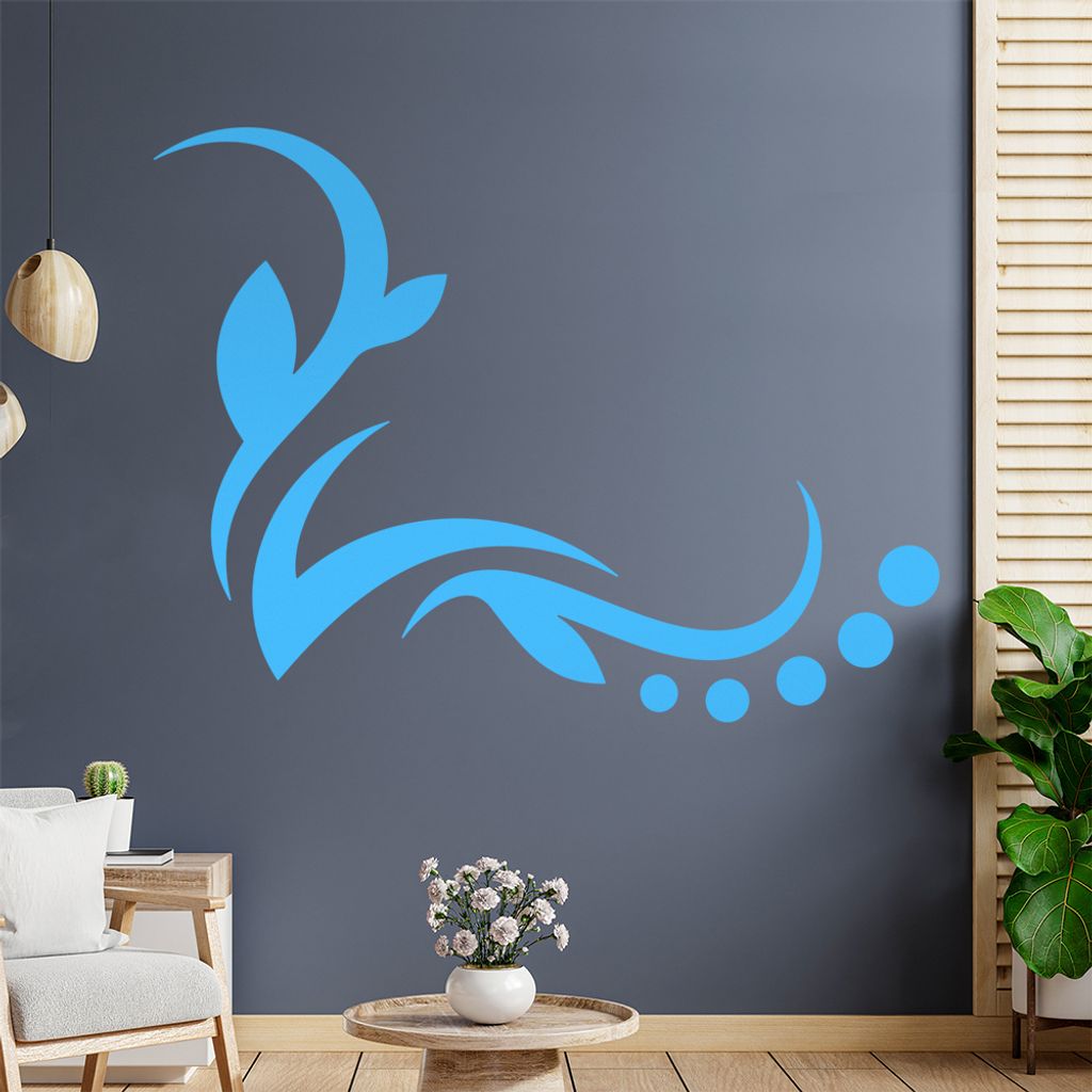 Blätter - Linien Punkte Wandtattoo in 6 Größen - Wandaufkleber Wall Sticker - Dekoration, Küche, Wohnzimmer, Schlafzimmer, Badezimmer
