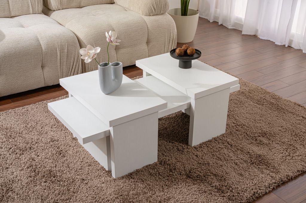 Skye Decor, Sanctuary - Wood White, Couchtisch, Holzweiß, 100 % melaminbeschichtete Spanplatte, 110 x 45 x 41,5