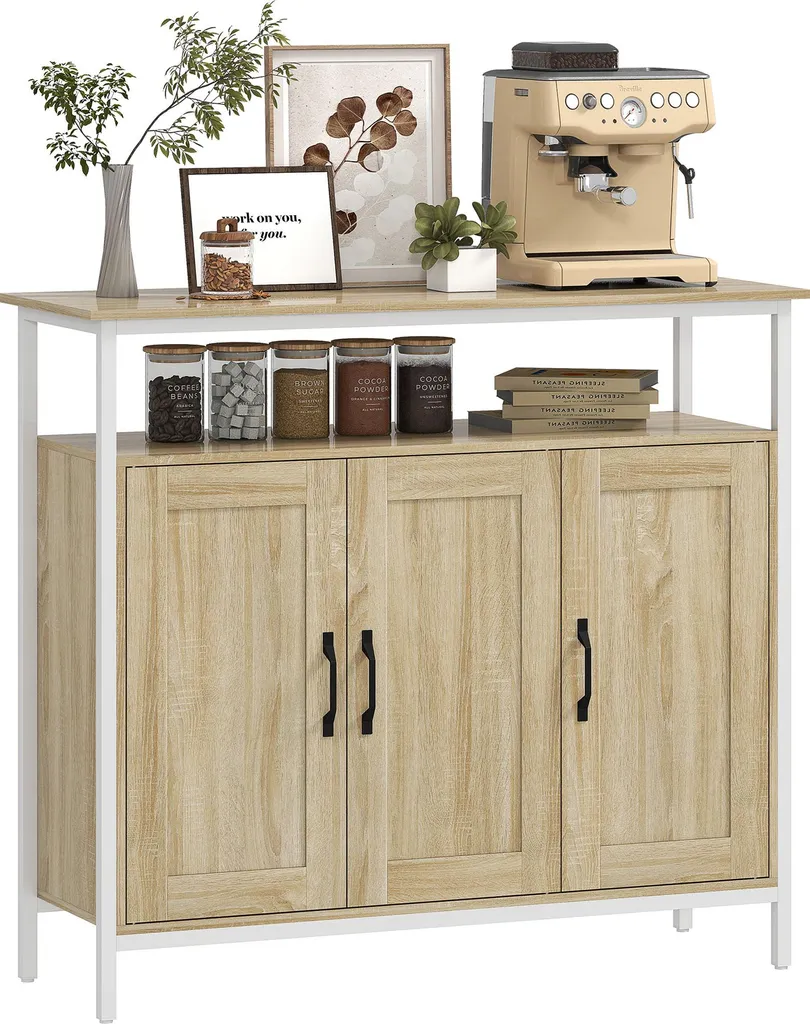 Buffet HOMCOM style industriel avec 3 portes et cadre métal noir 100cm