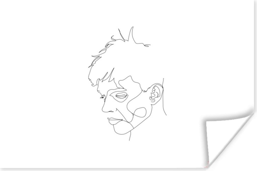 MuchoWow Poster Mann - Strichzeichnung - Haare 60x40 cm - Schlafzimmerdekoration