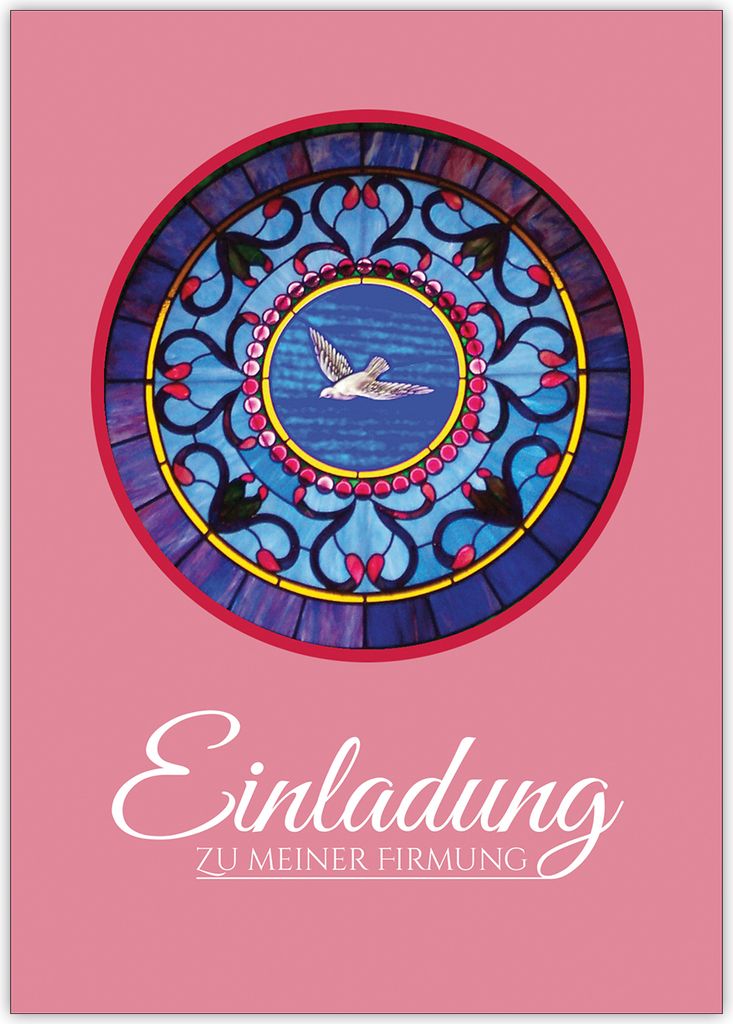 4x Klassische Einladung zu meiner Firmung für Mädchen mit Taube