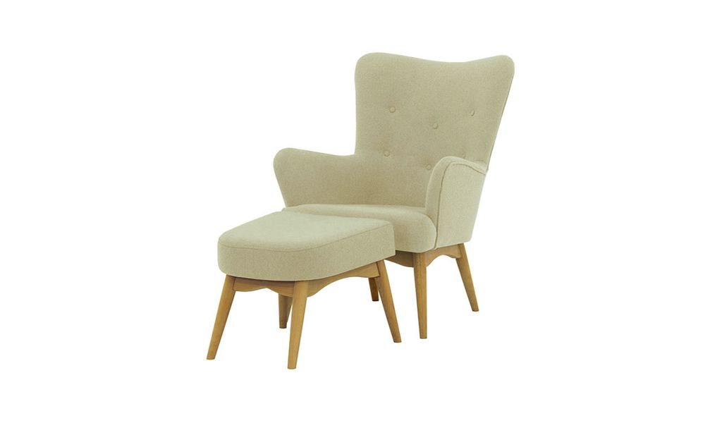 Sessel mit Fußhocker Savano - Creme - Baku 15
