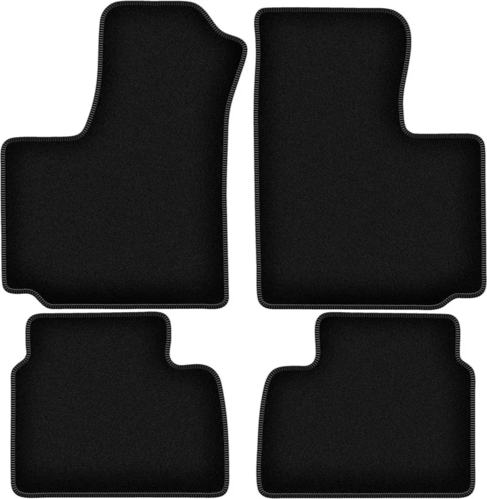 Tappetini in velluto per FIat Doblo I (2000-2009, furgoncino) neri, set 4 pz, con fissaggi