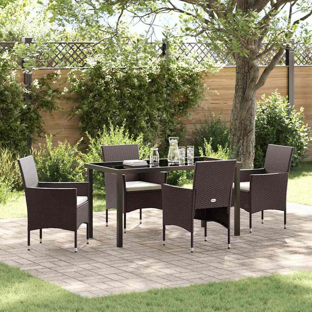 Maison Exclusive - Garten Essgruppe mit Kissen 5 pcs Braun Poly-Rattan