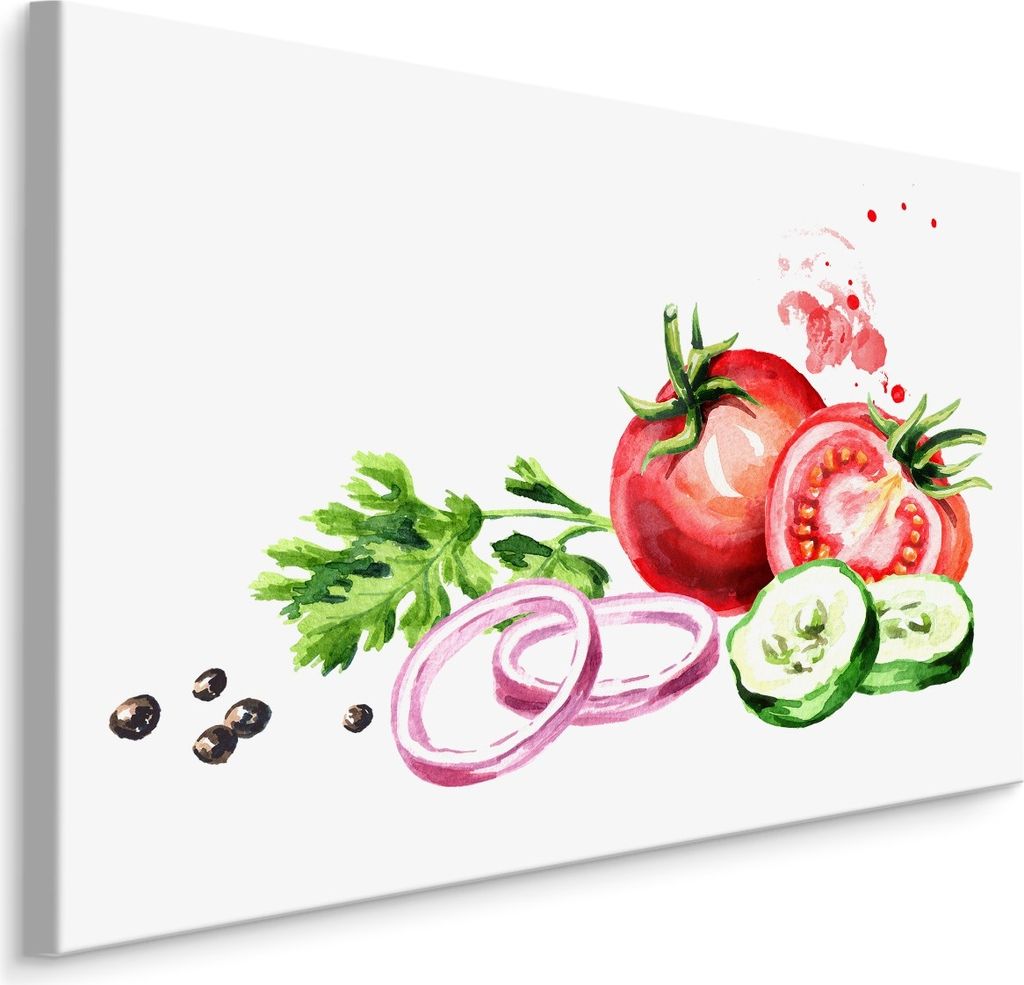 Fabelhafte Canvas LEINWAND BILDER 90x60 cm XXL Kunstdruck Gemüse Tomaten Zwiebel