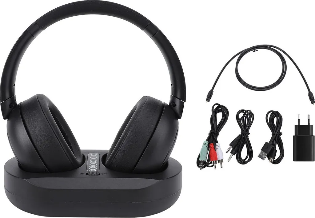 Cuffie wireless per televisione, auricolari Bluetooth 5.3 da 2,4 G con stazione di ricarica, per anziani, genitori anziani, spina UE