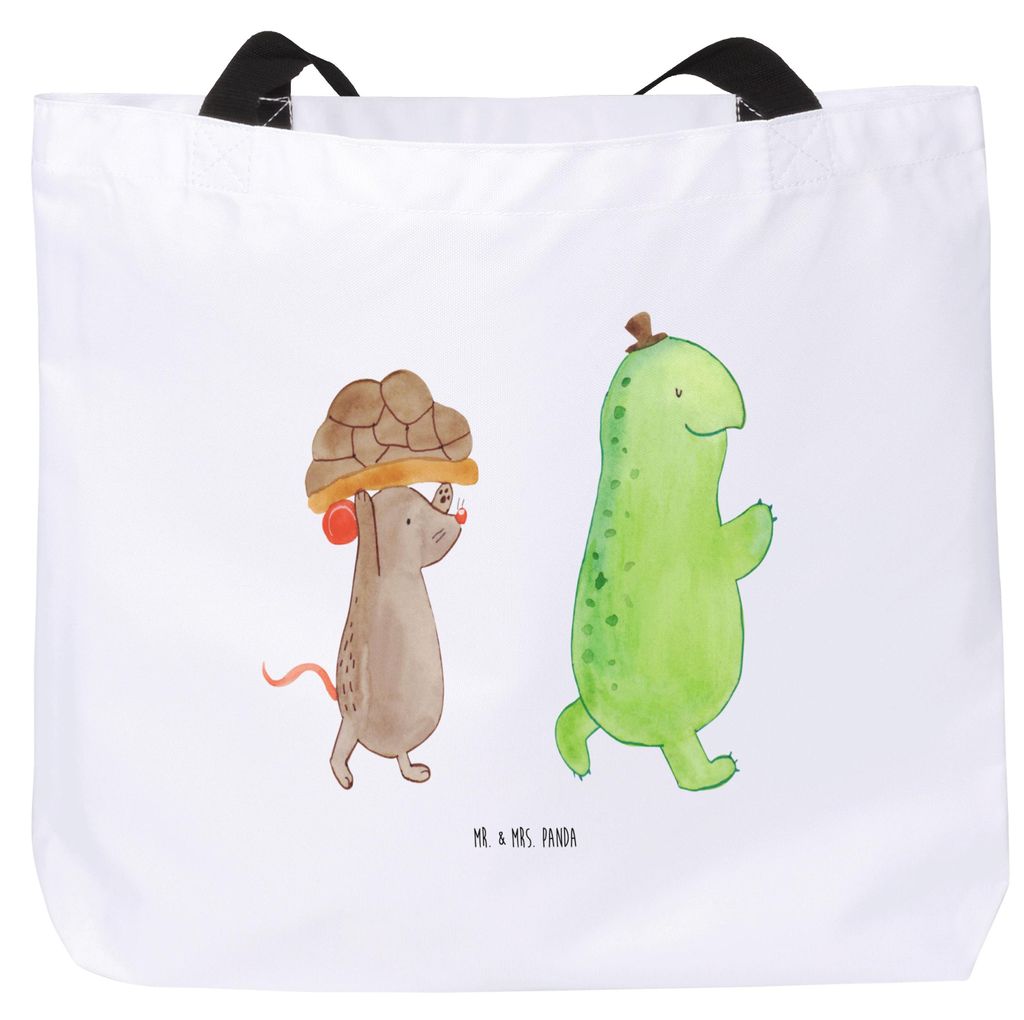 Mr. & Mrs. Panda Strandtasche Schildkröte Maus - Weiß - Geschenk, Hilfe, Tragetasche, Einkaufstasche, Tasche, Laptoptasche, Reisetasche, Fröhlic...