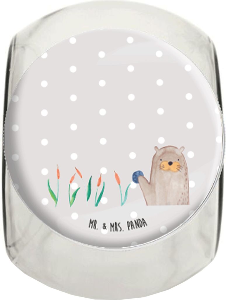Mr. & Mrs. Panda gewürzglas Otter Stein XL 2000ml - Grau Pastell - Geschenk, Seeotter, Vorratsdose, Neugierig, Grüßen, Teedose, Kaffeedose, schr...