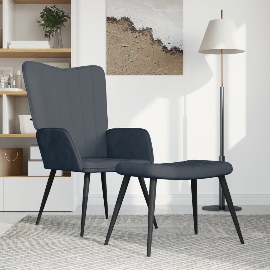 Maison Exclusive - Relaxsessel mit Hocker Dunkelgrau Samt