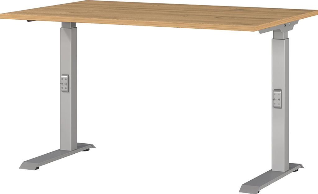 Schreibtisch 120cm, Eiche/silber, DUBA-01