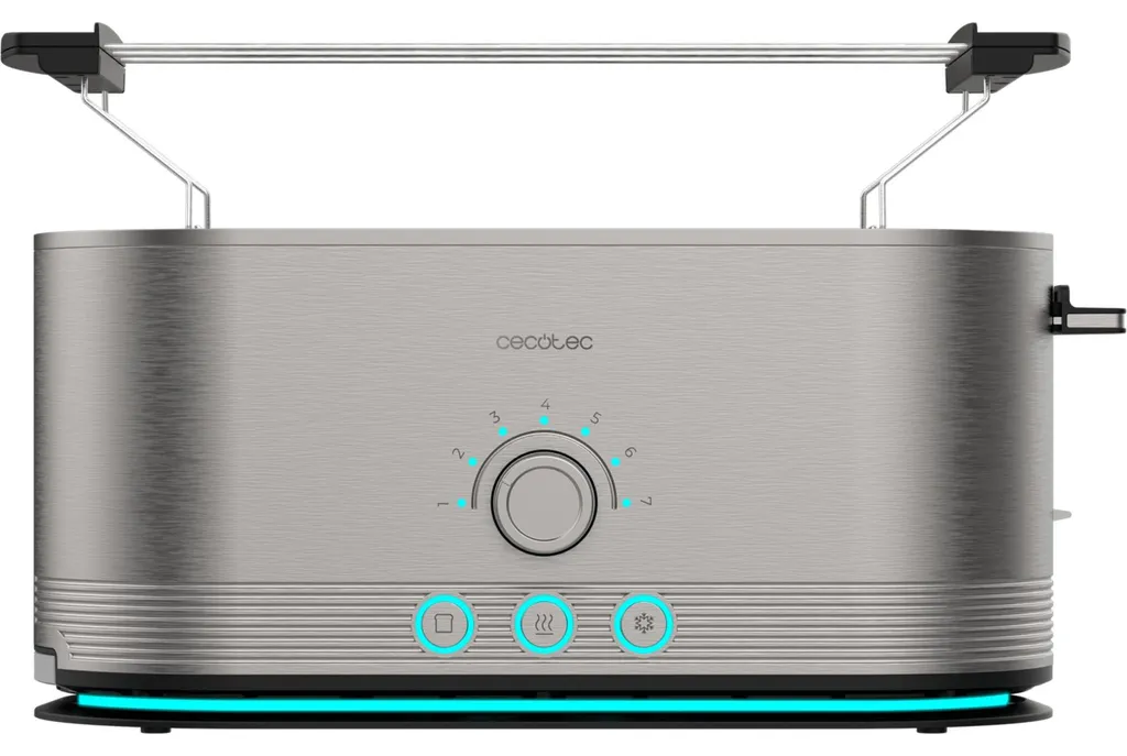 Grille-pain Inox Shine&Toast Extra Double Cecotec Puissant avec 6 Niveaux