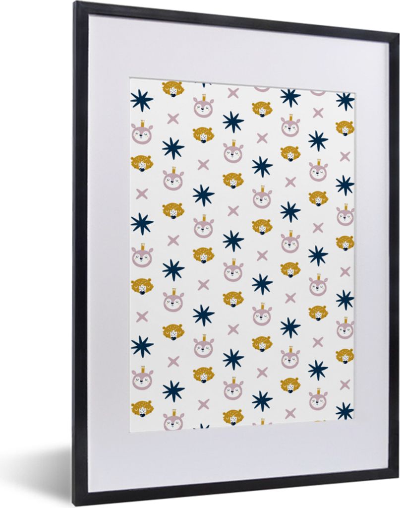 MuchoWow MuchoWow Gerahmtes Poster Farben - Muster - Illustrationen 30x40 cm - Poster mit zchwarzem Bilderrahmen - Wandposter Schlafzimmer