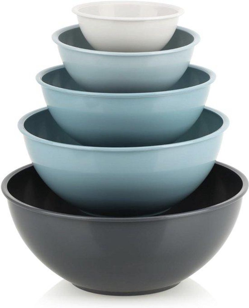 5-teiliges BPA-freies Kunststoff-Mixing-Bowl-Set – 5 Größen – Geschirrspülerbeständige Schalen für Kochen, Salat und Servieren – Beige/B...