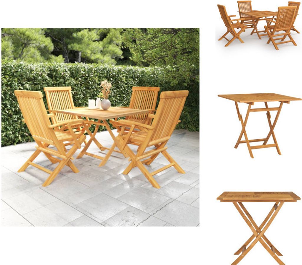 vidaXL 5-tlg. Garten-Essgruppe Massivholz Teak - Gartenmöbel-Sets