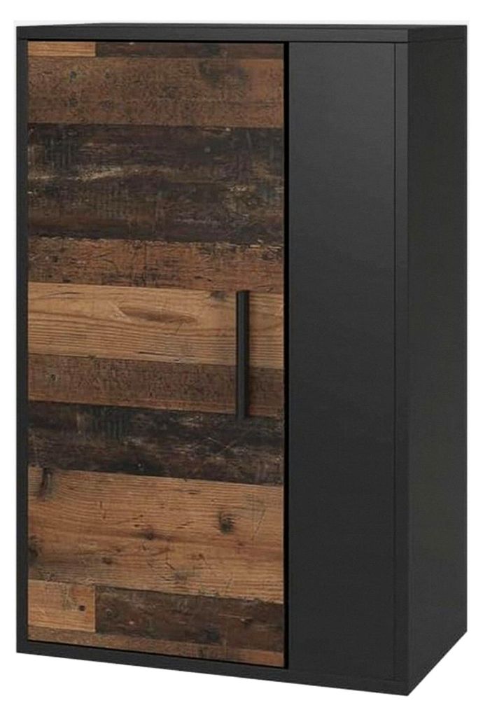 Hängeschrank Berno, Schwarz/Oldstyle, 50,1 x 78,4 cm mit 2 Fächern