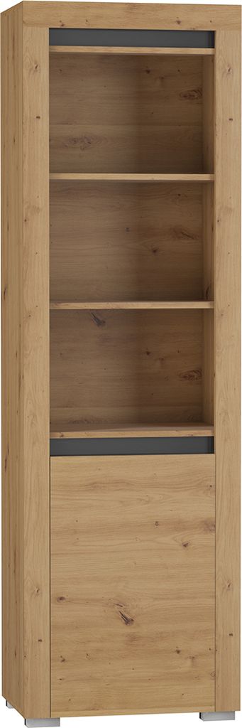 Bücherregal Kasla mit 1 Tür, Holzoptik und Anthrazitgrau, 195cm