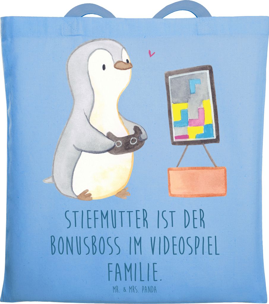 Mr. & Mrs. Panda Uni Tasche Stiefmutter Bonusboss - Sky Blue - Geschenk, Patchwork-Familie, stoff shopper, Tote Bag, Geburtstage, Herausforderung, ...