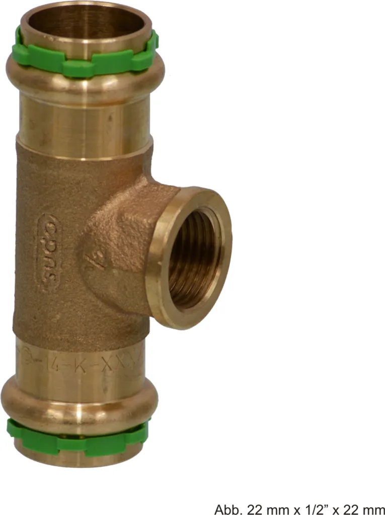 Té de Sertissage en Cuivre 28mm avec Taraudage Central 1/2" SudoPress