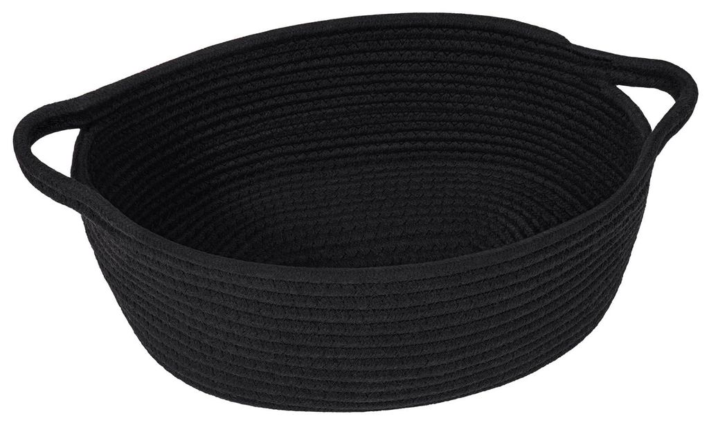 Gewebter Aufbewahrungskorb aus Baumwolle, Organizer für Windeln, Handtücher, Snacks, Hundespielzeug, Osterkorb, 30 x 20 x 12 cm, schwarz