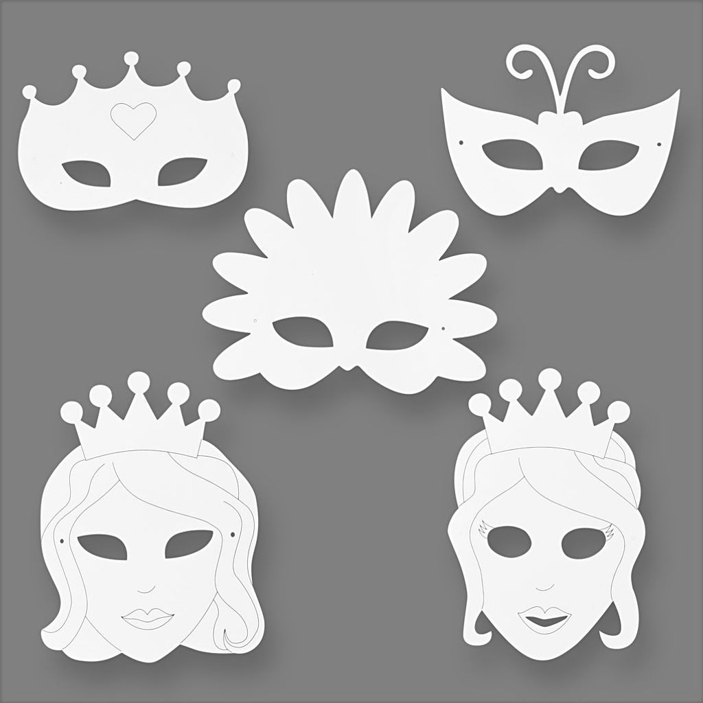 Creativ Company Märchenmasken, H: 13,5-25 cm, B: 17-25 cm, 230 g, weiß, 16 Stück 1 Box