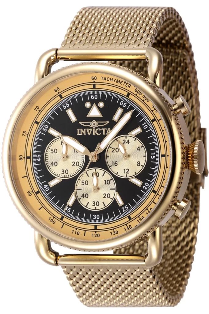 Invicta Speedway 47361 Herren uhr - Wasserdicht - Analog - Quarzuhrwerk - Edelstahl mit schwarzen zifferblat - 44mm
