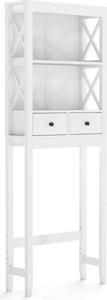 Étagère de rangement au-dessus des toilettes MDF blanc ID-203