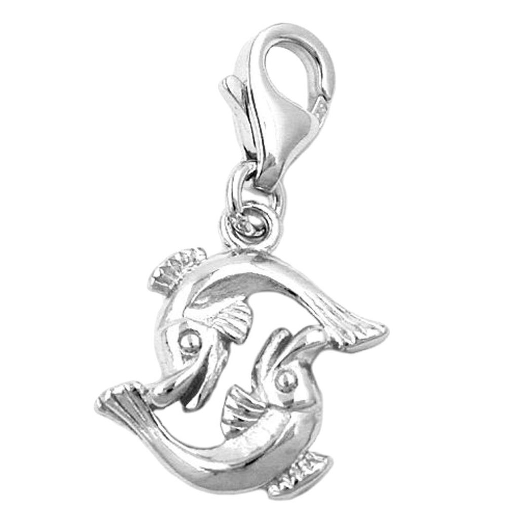 Anhänger 14x14mm Charm Fische glänzend rhodiniert Silber 925 silber 14x14mm