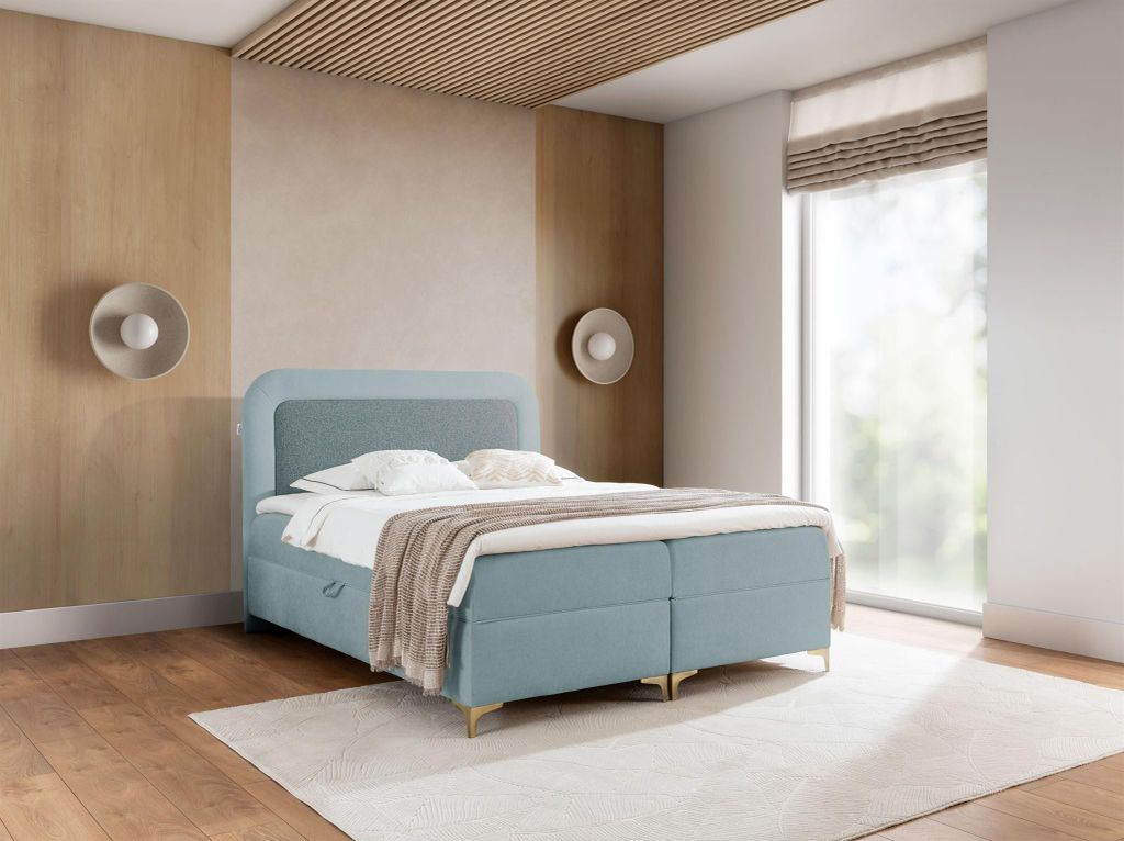 Boxspringbett Schlafzimmerbett WILLOW 180x200cm Stoff Puente Türkis