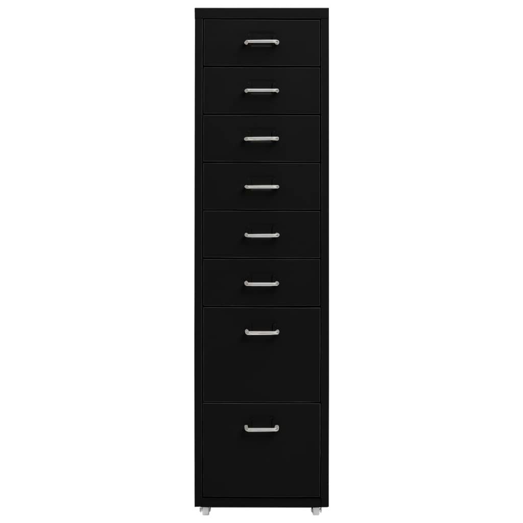 vidaXL Aktenschrank mit Rollen Schwarz 28x41x109 cm Metall Immagine del prodotto 