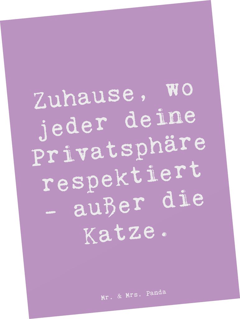 Mr. & Mrs. Panda Postkarte Spruch Geborgenheit im Zuhause - Lavendeltraum - Geschenk, Behaglichkeit, Ansichtskarten, Postkarten, Wärme, witzig, An...