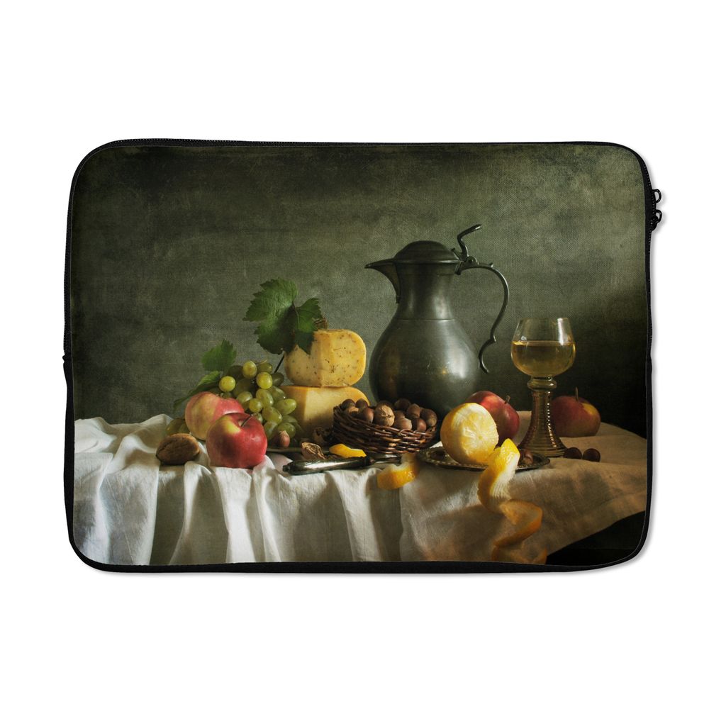 MuchoWow Laptop Hülle 13 Zoll Rustikal - Käse - Teekanne - Obst - Stilleben Laptoptasche - Laptophülle - Sleeve - Rundumschutz