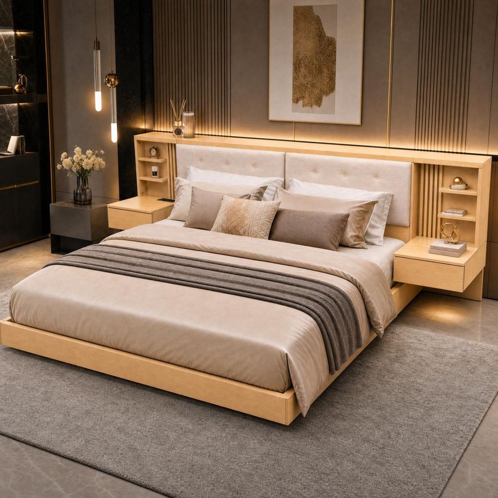 Structure de lit flottante king size 180x200 cm avec tête Image du produit 
