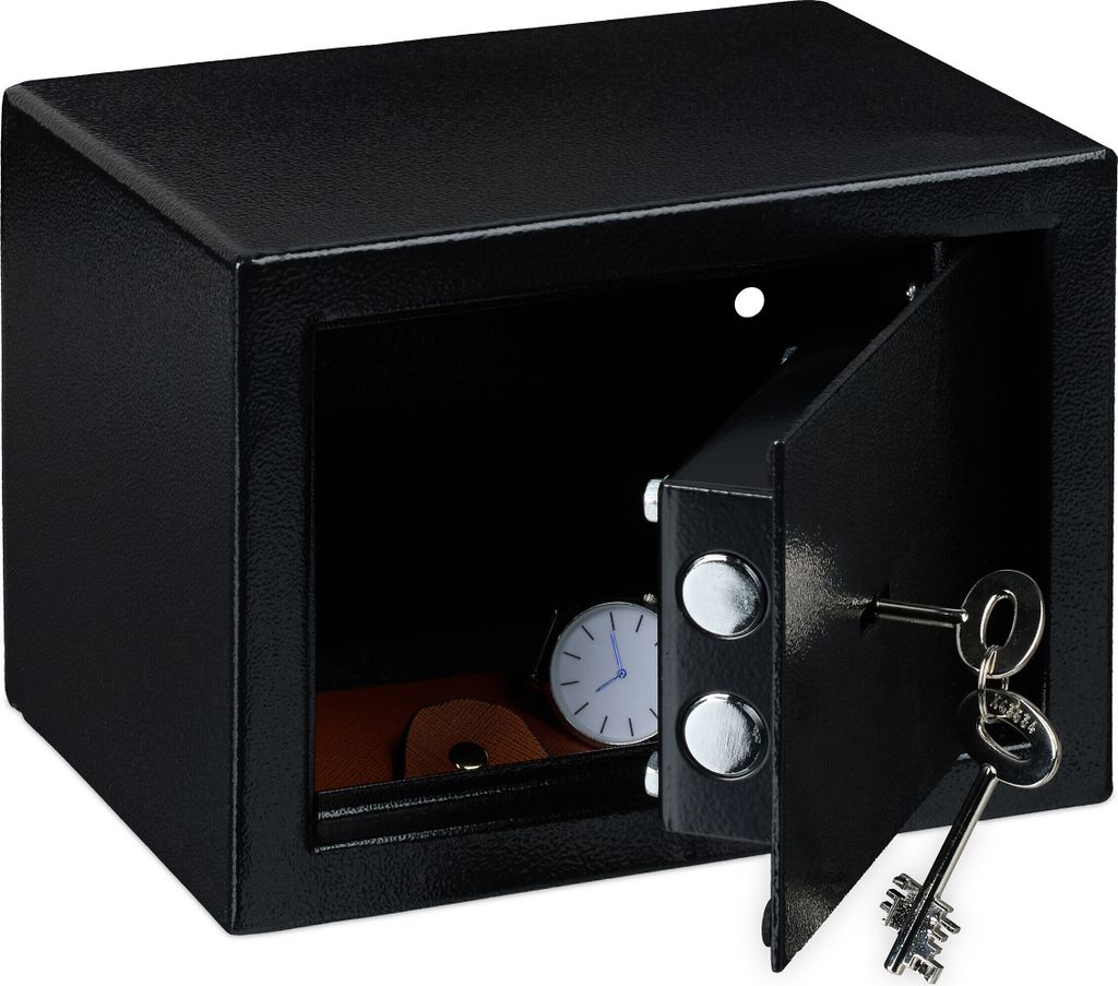 relaxdays Schwarzer Wandtresor mit Schlüssel