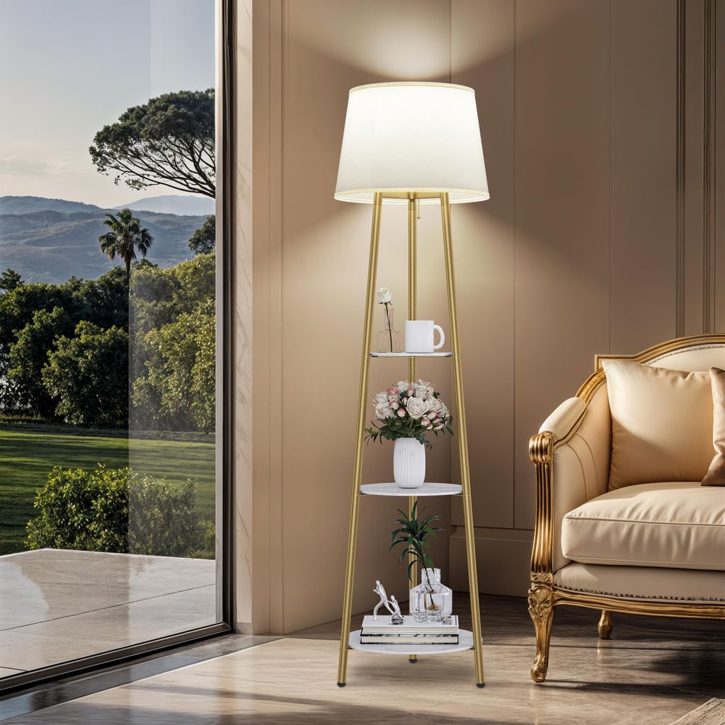 Vrygle Piantana Lampada da Terra 150 cm Con 3 Ripiani Immagine del prodotto 