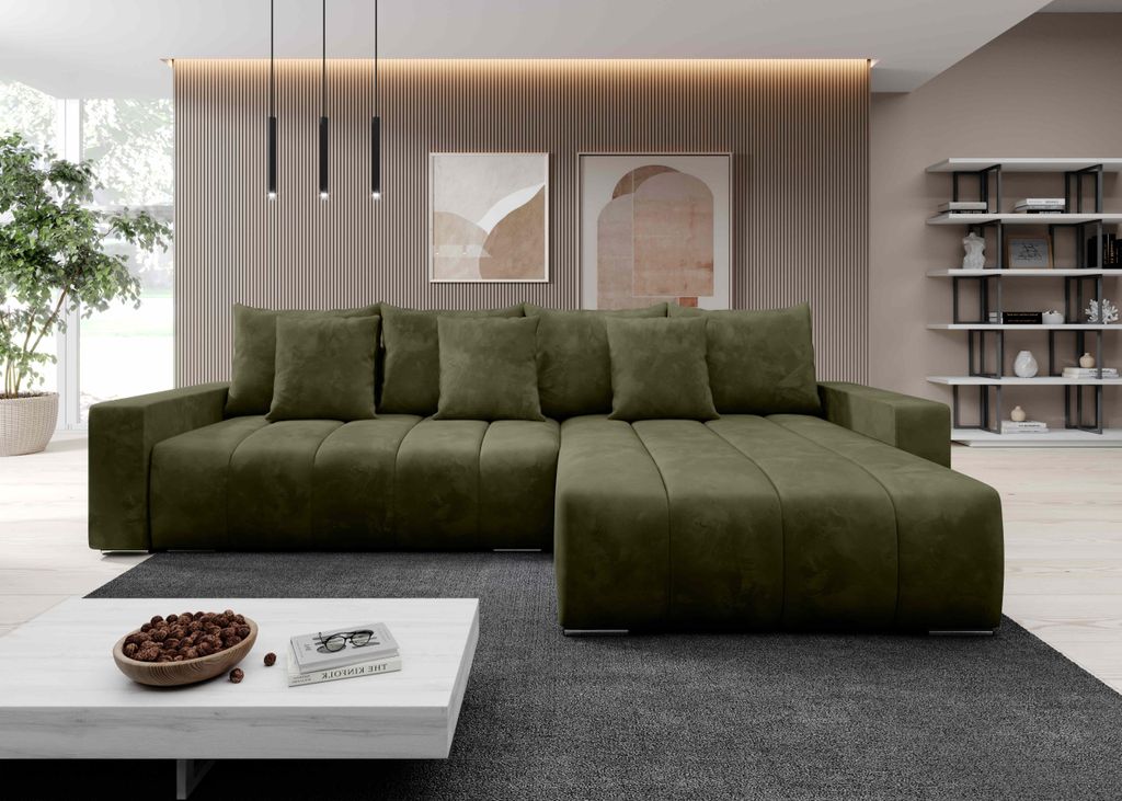 FurMeb24 ECKSOFA NAVO s funkciou spánku a posteľným boxom Obrázok produktu 