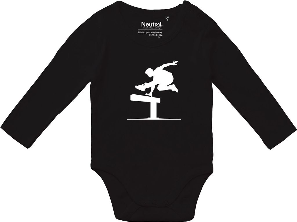 Huuraa Baby Body Parkour Freerunning 68 Black Baumwolle Fairtrade Langarmbody Geschenkidee