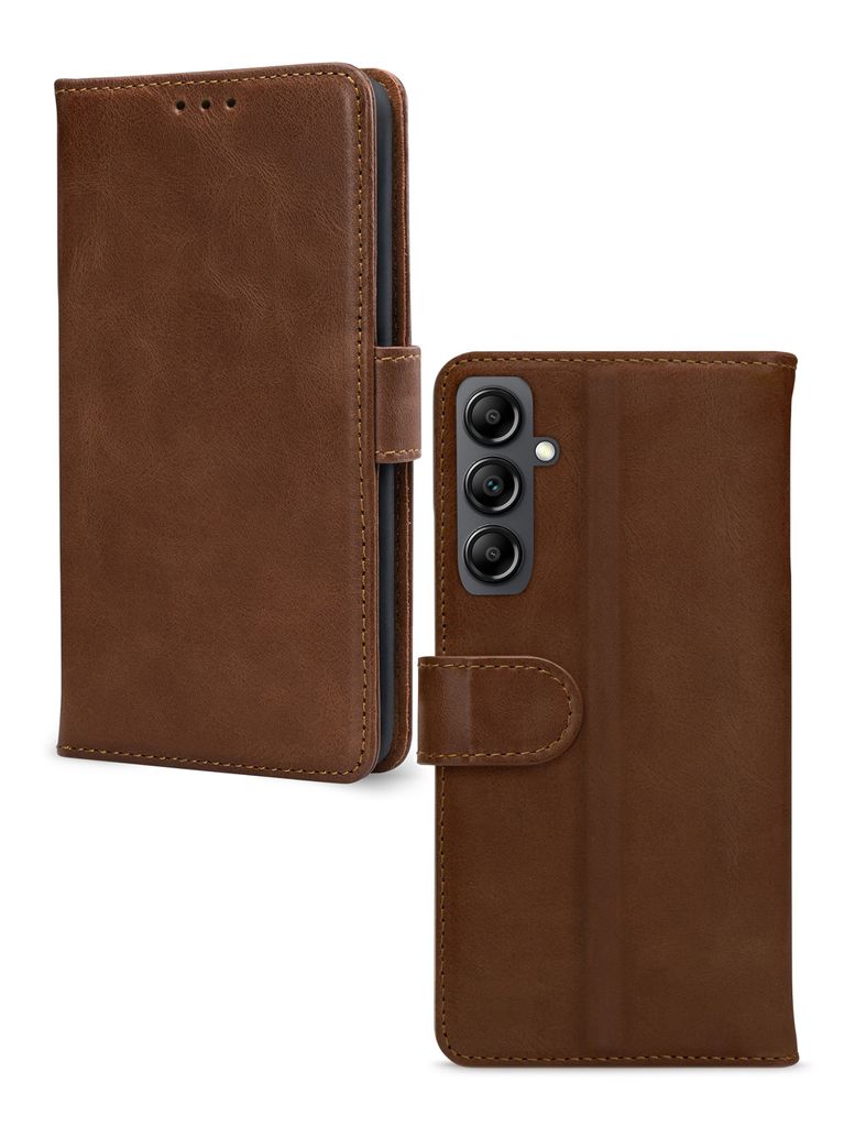 Mobilize Wallet Samsung Galaxy A15 Hülle Echtes Leder Klapphülle Geldbörse - Braun