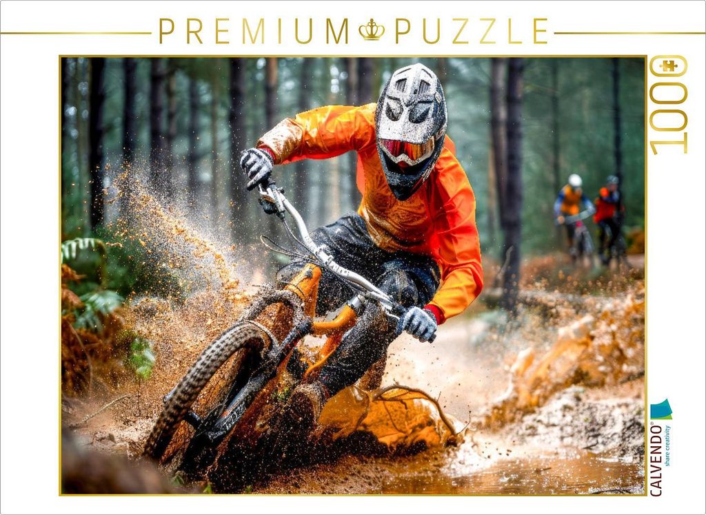 CALVENDO Puzzle Mountainbiken bei Schlamm und Nässe | 1000 Teile Lege-Größe 64x48cm Foto-Puzzle für glückliche Stunden
