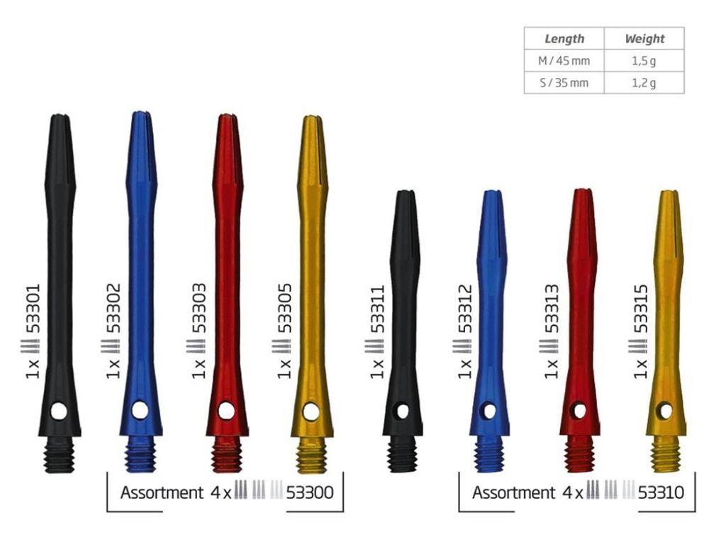 BULL'S Simplex Aluminium Shaft - m/rot -- 1 Satz