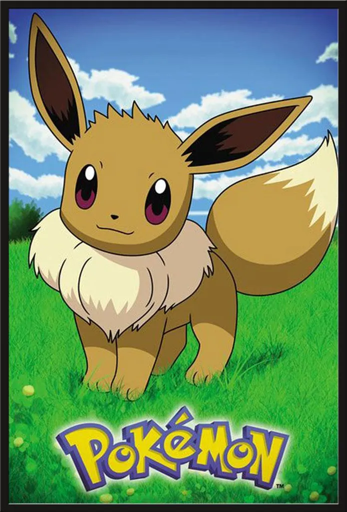 Poster Pokémon Évoli avec cadre Shinsuke noir 61x91.5 cm Maxi Poster