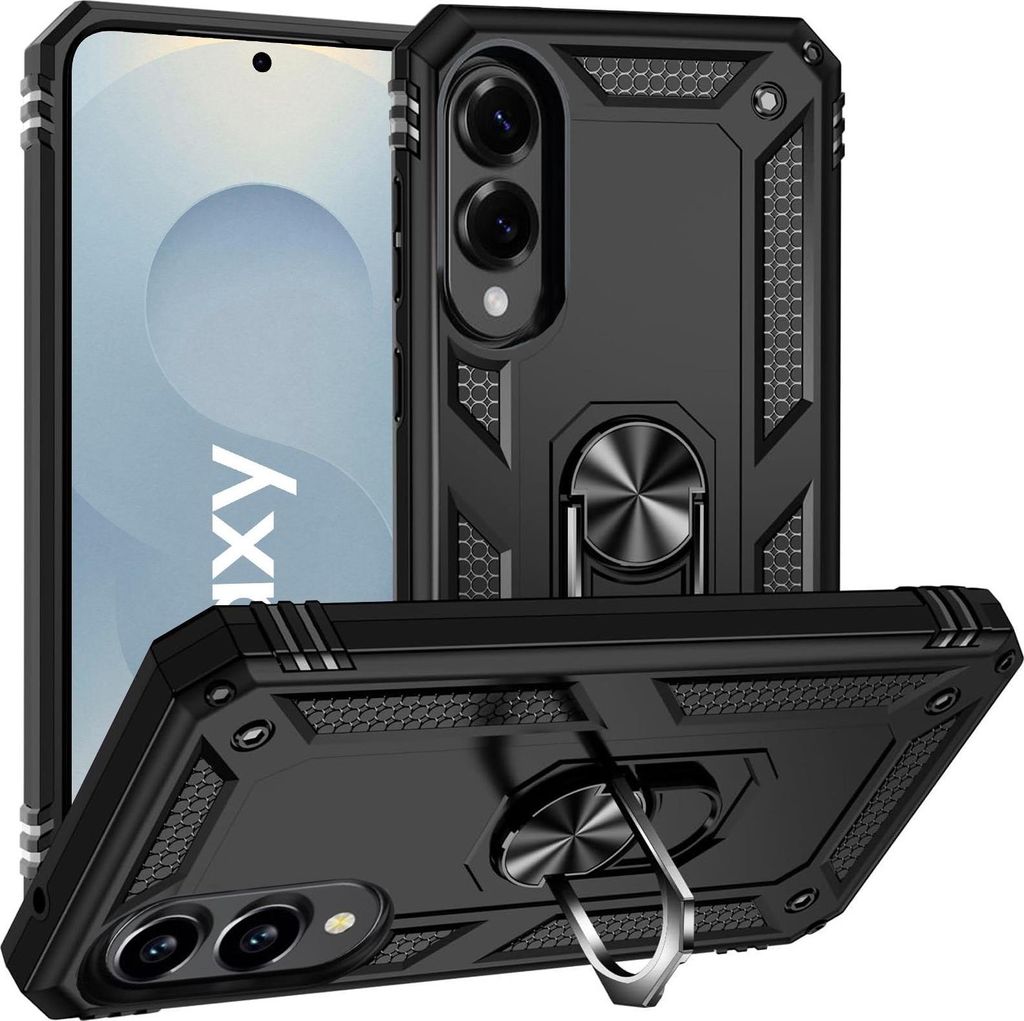 Armor Shield Handyhülle für Samsung Galaxy S25 Edge Hülle Ultra Hybrid Case Handy Schutzhülle, Schwarz
