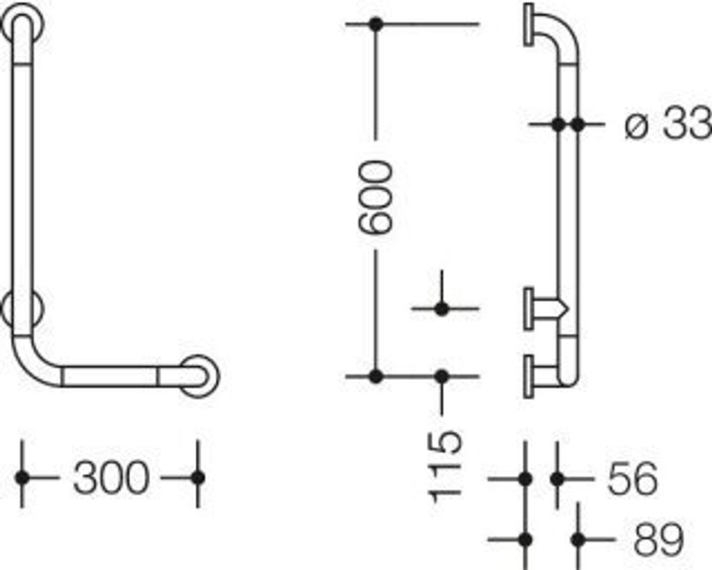 HEWI 801.22B100 97 Winkelgriff Ser 801, matt, d:33, Produktbild 