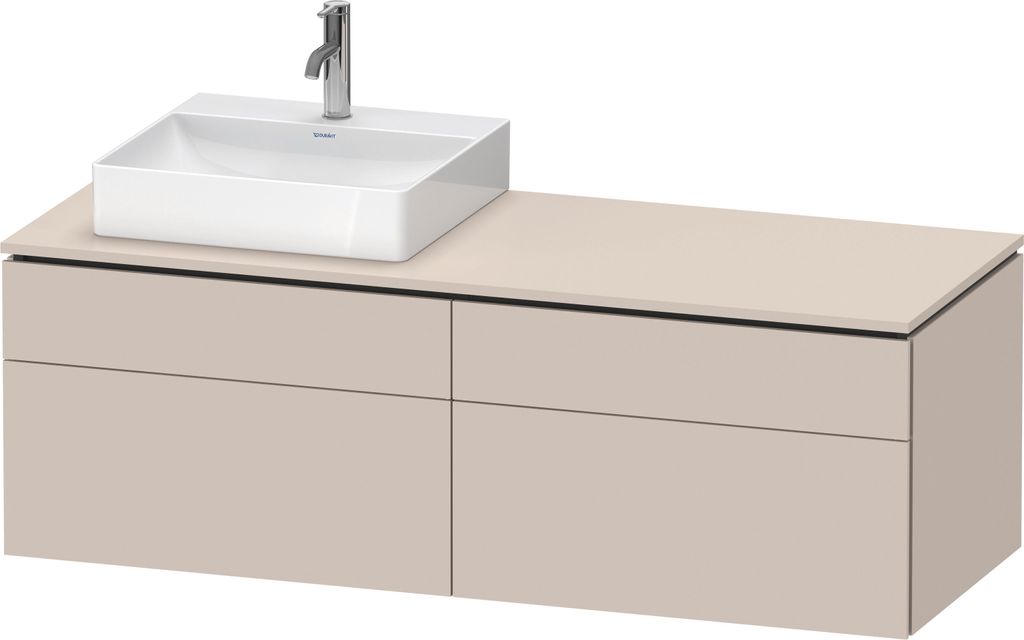 Waschtischunterbau L-CUBE 1420x482x550mm ta s-matt o ES taupe supermatt ohne Einrichtungssystem