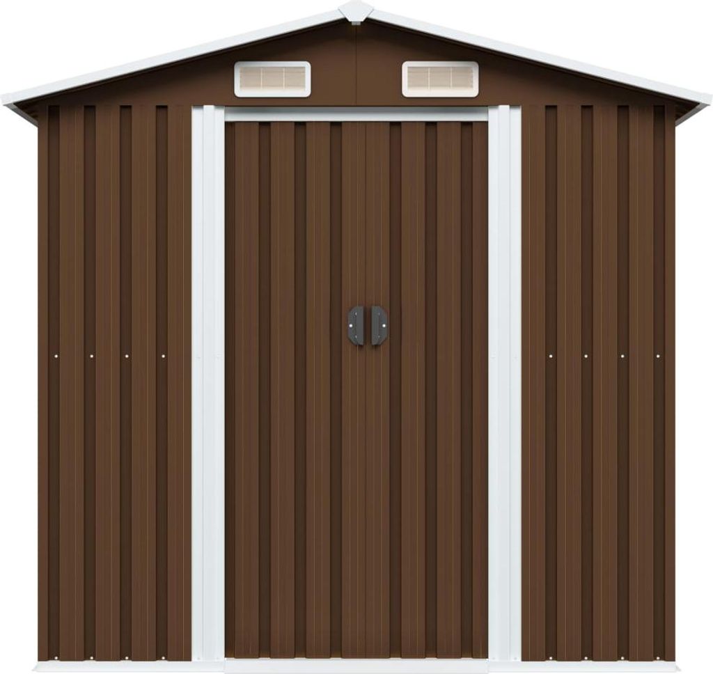 vidaXL Geräteschuppen Braun 204x132x186 cm Stahl Produktbild 