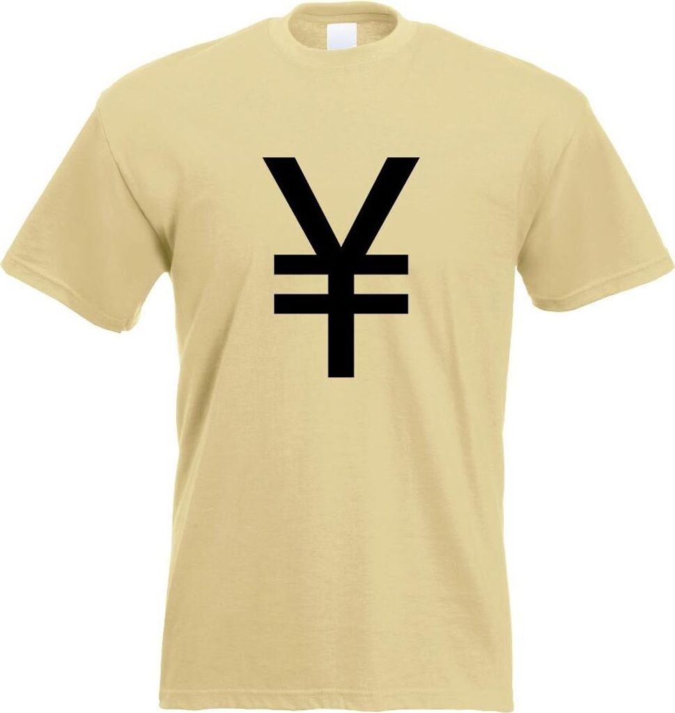 Kiwistar - T-Shirt - Khaki - Japanischer Yen Symbol Motiv Bedruckt Funshirt Design Print - mit Motiv Bedruckt - Funshirt Design - Sport - Freizeit ...