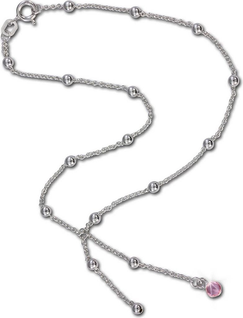 SilberDream 25cm Fußkette Damen glitzer Kugeln Zirkonia Echt Silber D2SDF023A